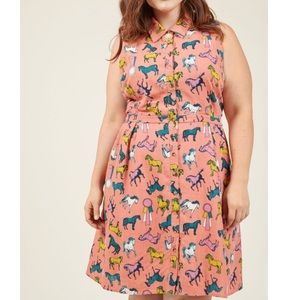 Modcloth Pink Horse Print Dress